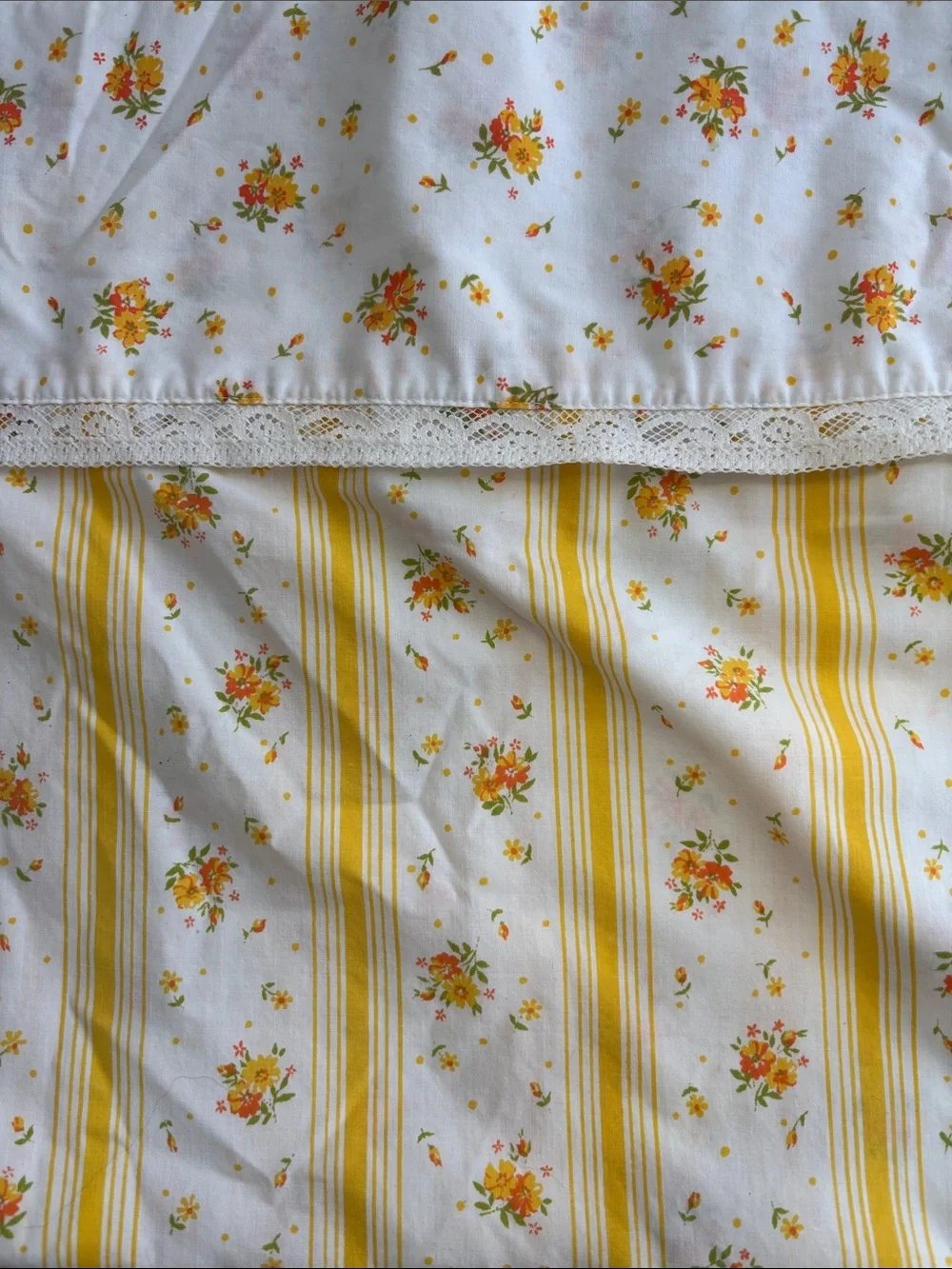 Vintage pillows cases- set of 2, shades of yellow/white,regular size, 50/50